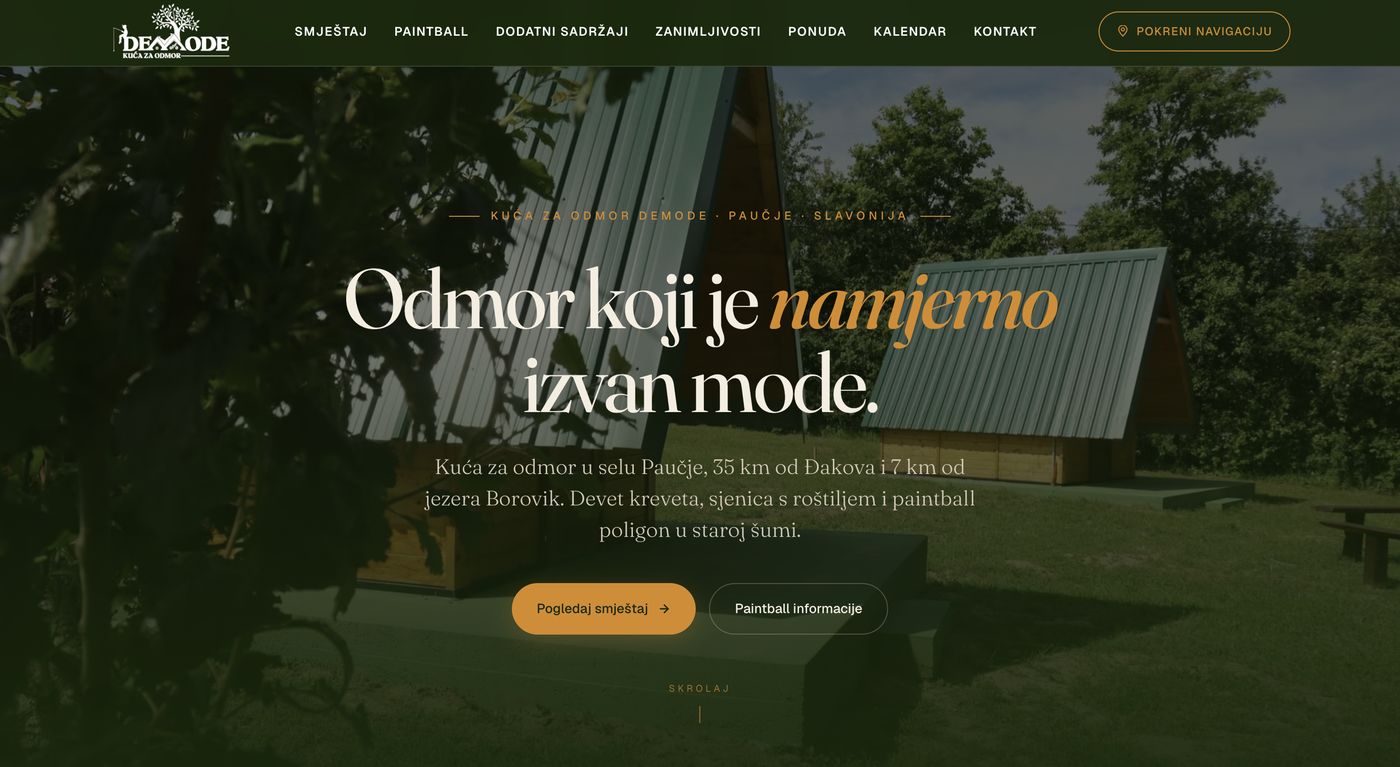 Web stranica kuće za odmor DEMODE